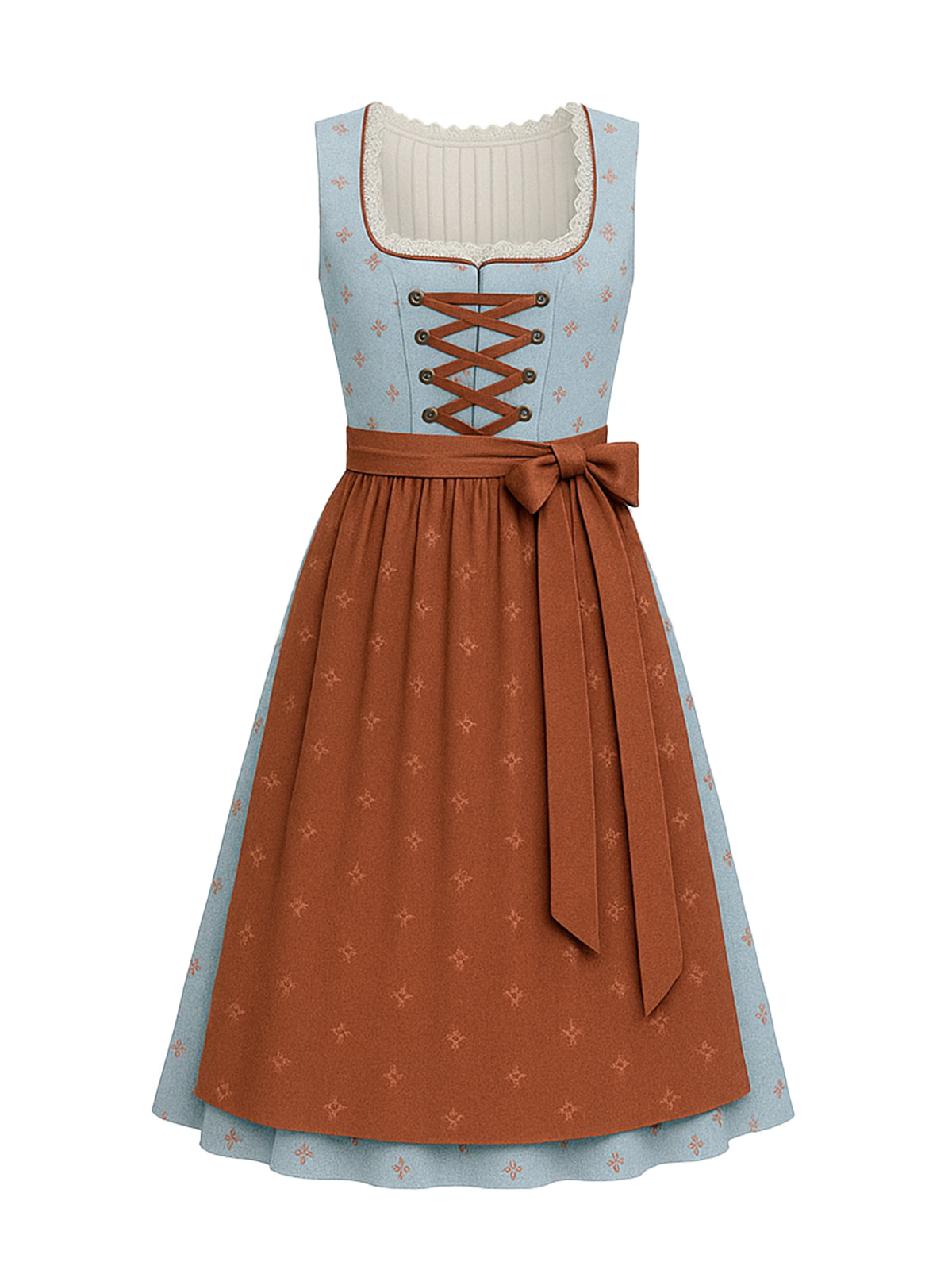 Blau Dirndl mit Gerader Ausschnitt - AMALIA