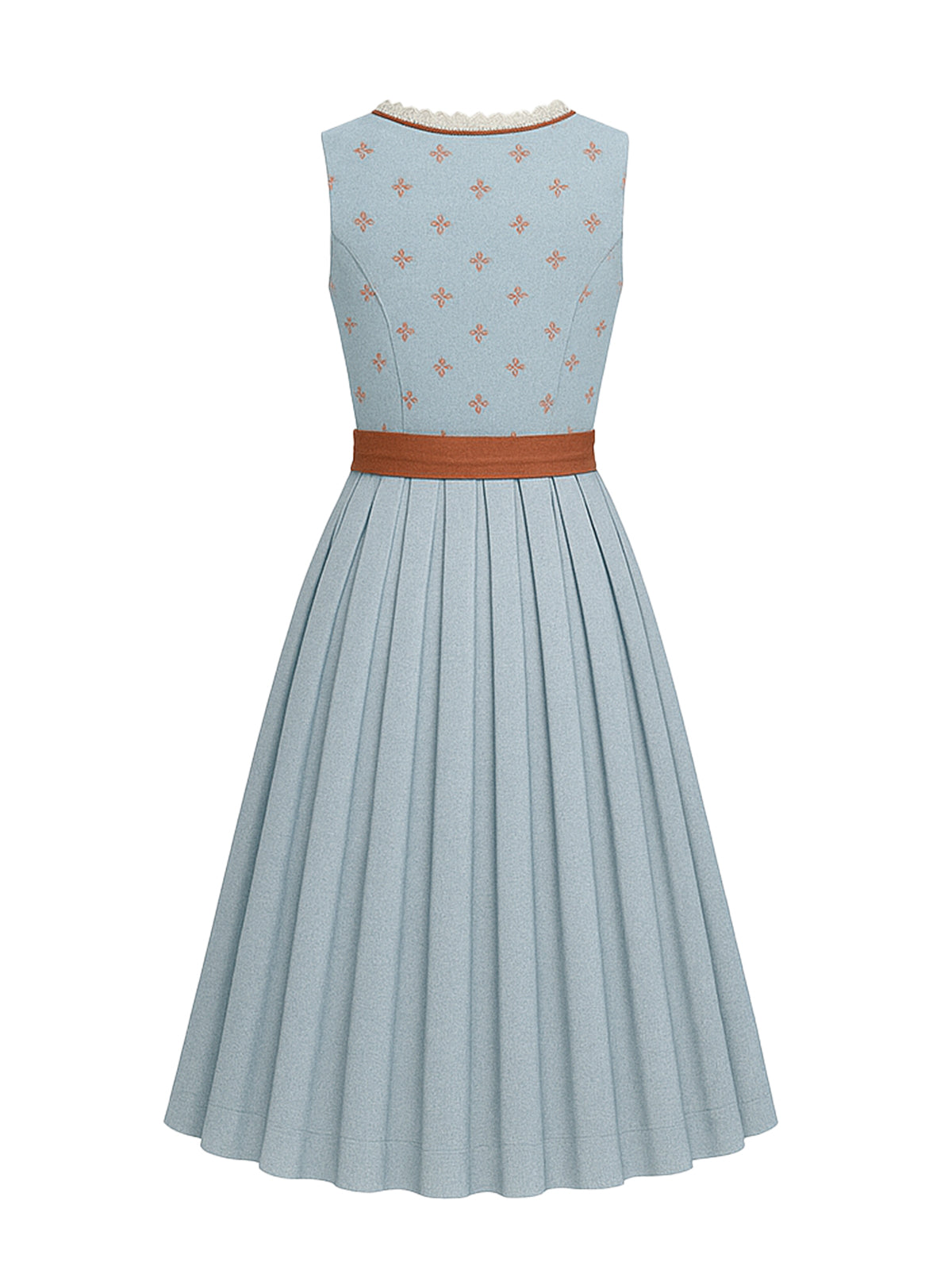 Blau Dirndl mit Gerader Ausschnitt - AMALIA