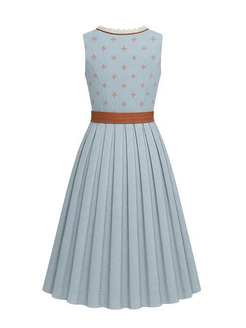 Blau Dirndl mit Gerader Ausschnitt - AMALIA