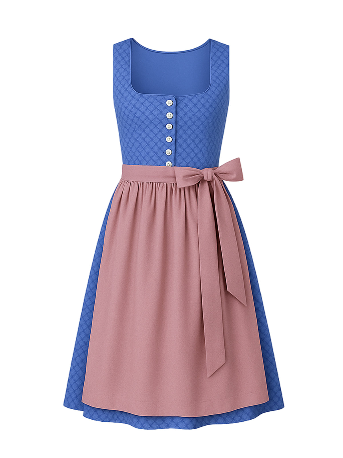 Blau Dirndl mit Gerader Ausschnitt - JOHANNA