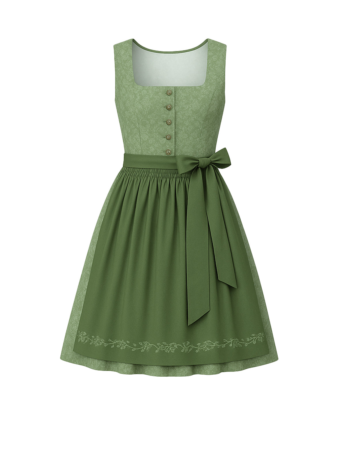 Grün Dirndl mit Gerader Ausschnitt - BRUNHILDE