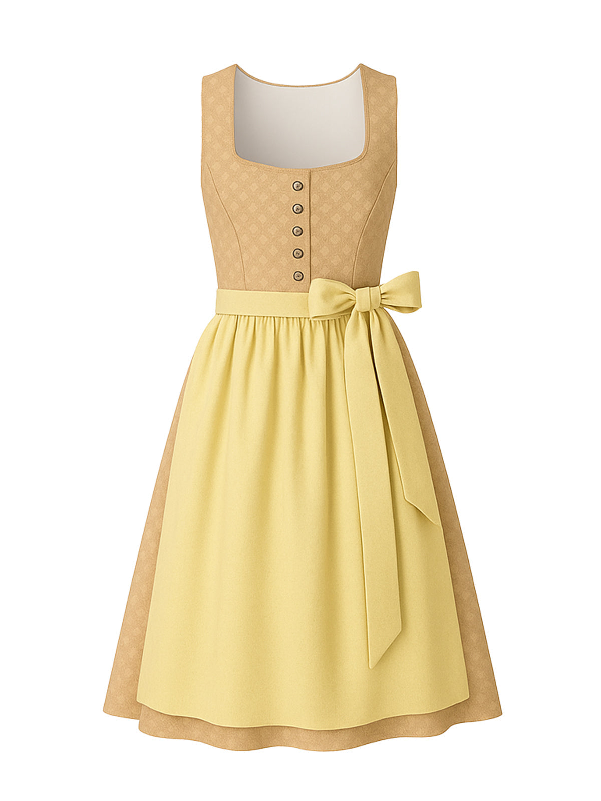 Gelb Dirndl mit Gerader Ausschnitt - KATHARINA