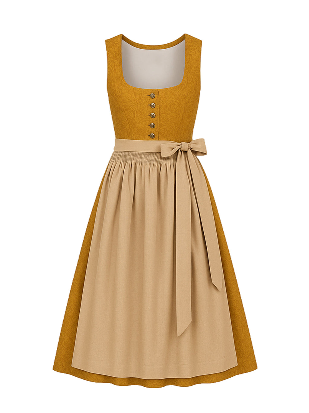 Gelb Dirndl mit Gerader Ausschnitt - YVONNE