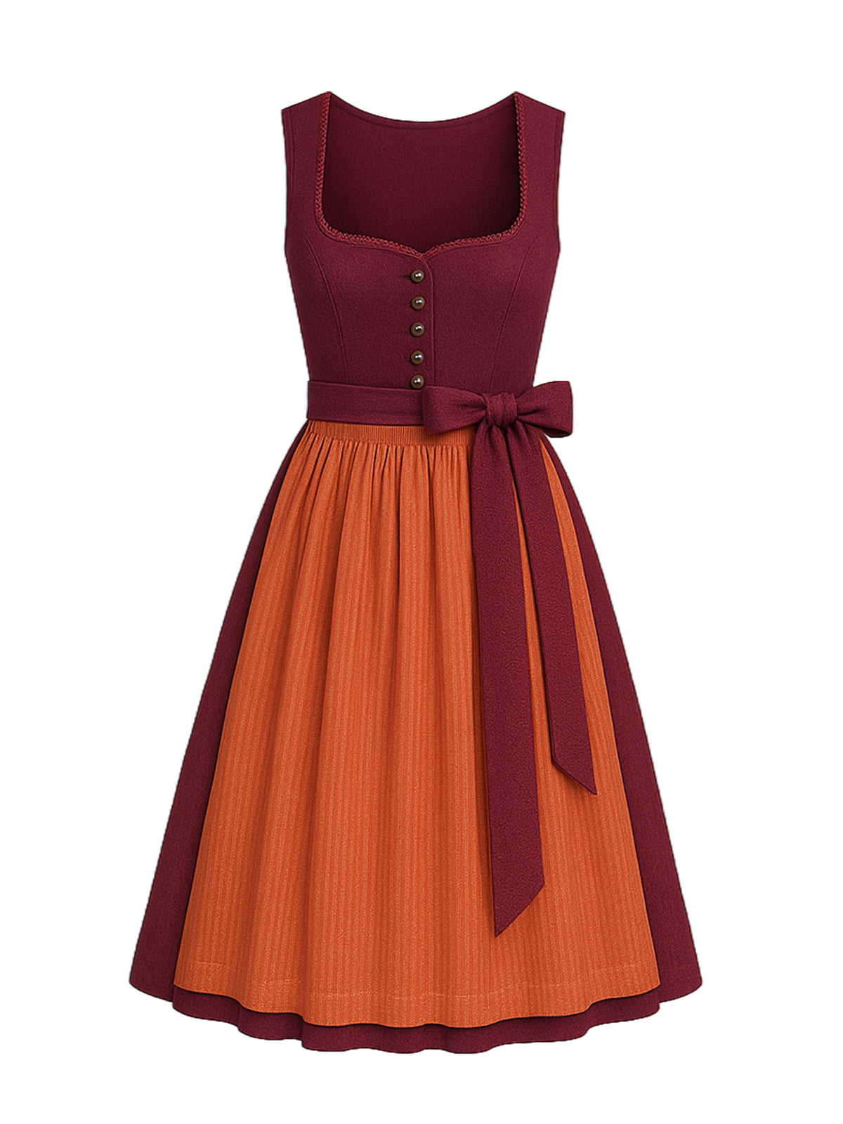 Rot Dirndl mit Gerader Ausschnitt - JULIA