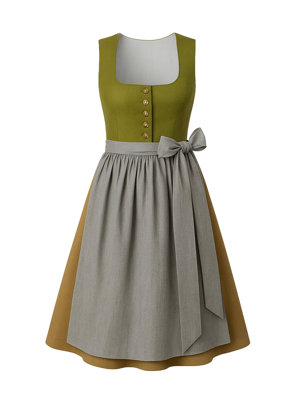 Grün Dirndl mit Gerader Ausschnitt - BEATE