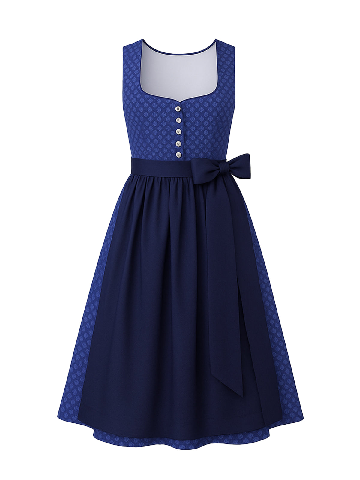 Blau Dirndl mit Gerader Ausschnitt - VANESSA