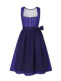 Blau Dirndl mit Gerader Ausschnitt - THERESIA