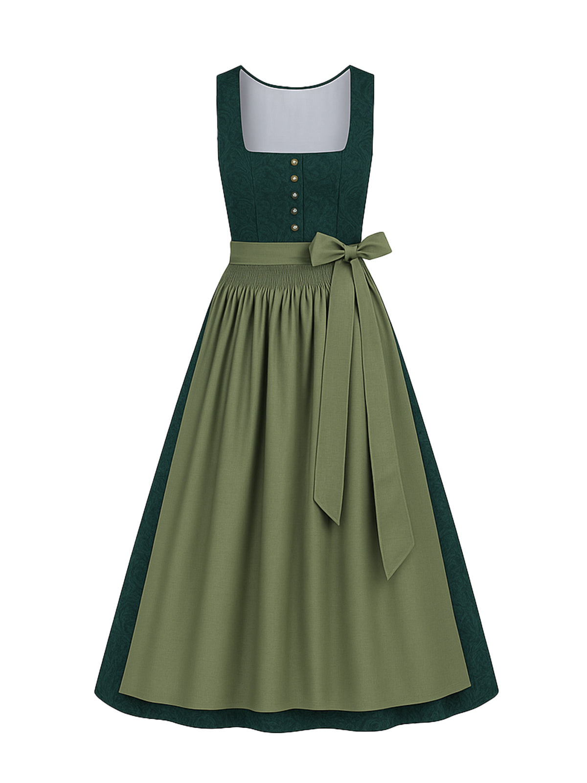 Grün Dirndl mit Gerader Ausschnitt - NELE