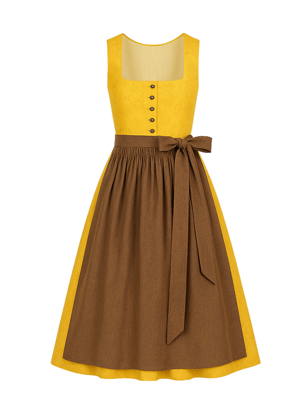 Gelb Dirndl mit Gerader Ausschnitt - ANNELIESE