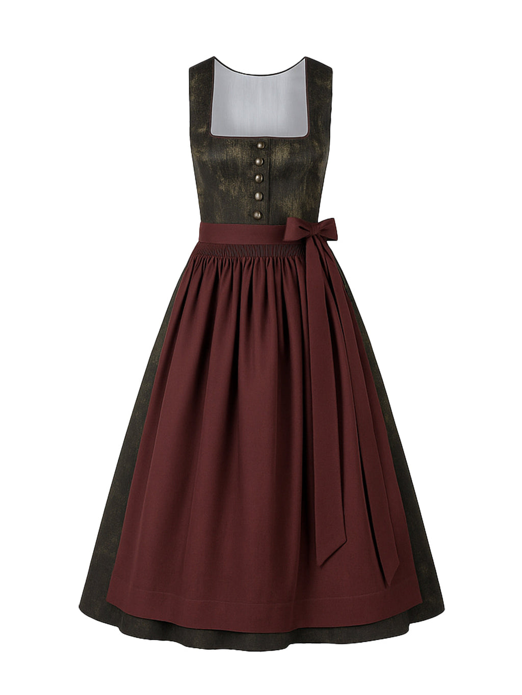 Braun Dirndl mit Gerader Ausschnitt - ANKE