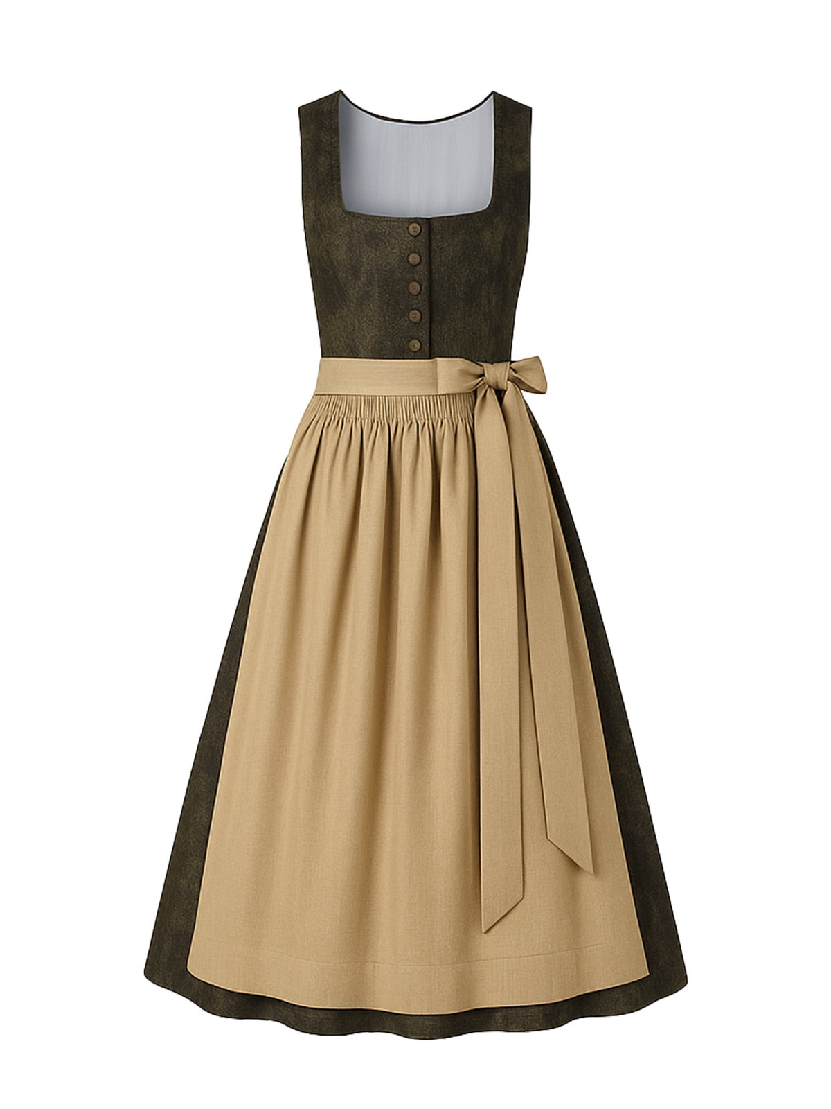 Braun Dirndl mit Gerader Ausschnitt - LISELOTTE