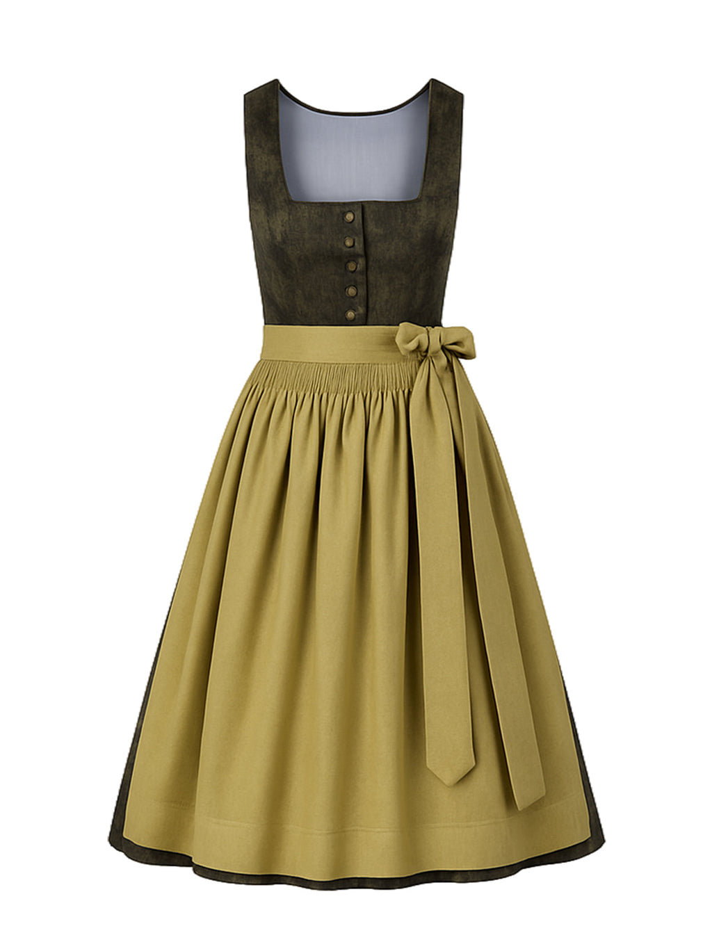 Braun Dirndl mit Gerader Ausschnitt - MIRJAM