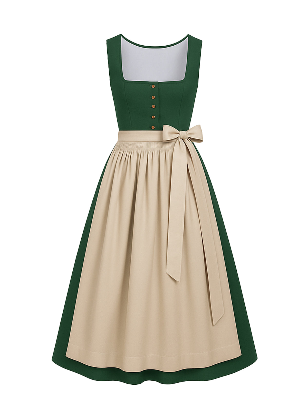 Grün Dirndl mit Gerader Ausschnitt - GRETA