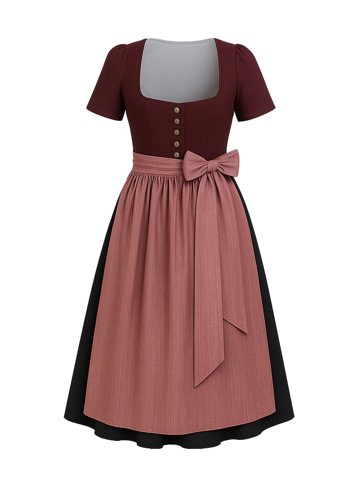 Rot Dirndl mit Gerader Ausschnitt - PETRA