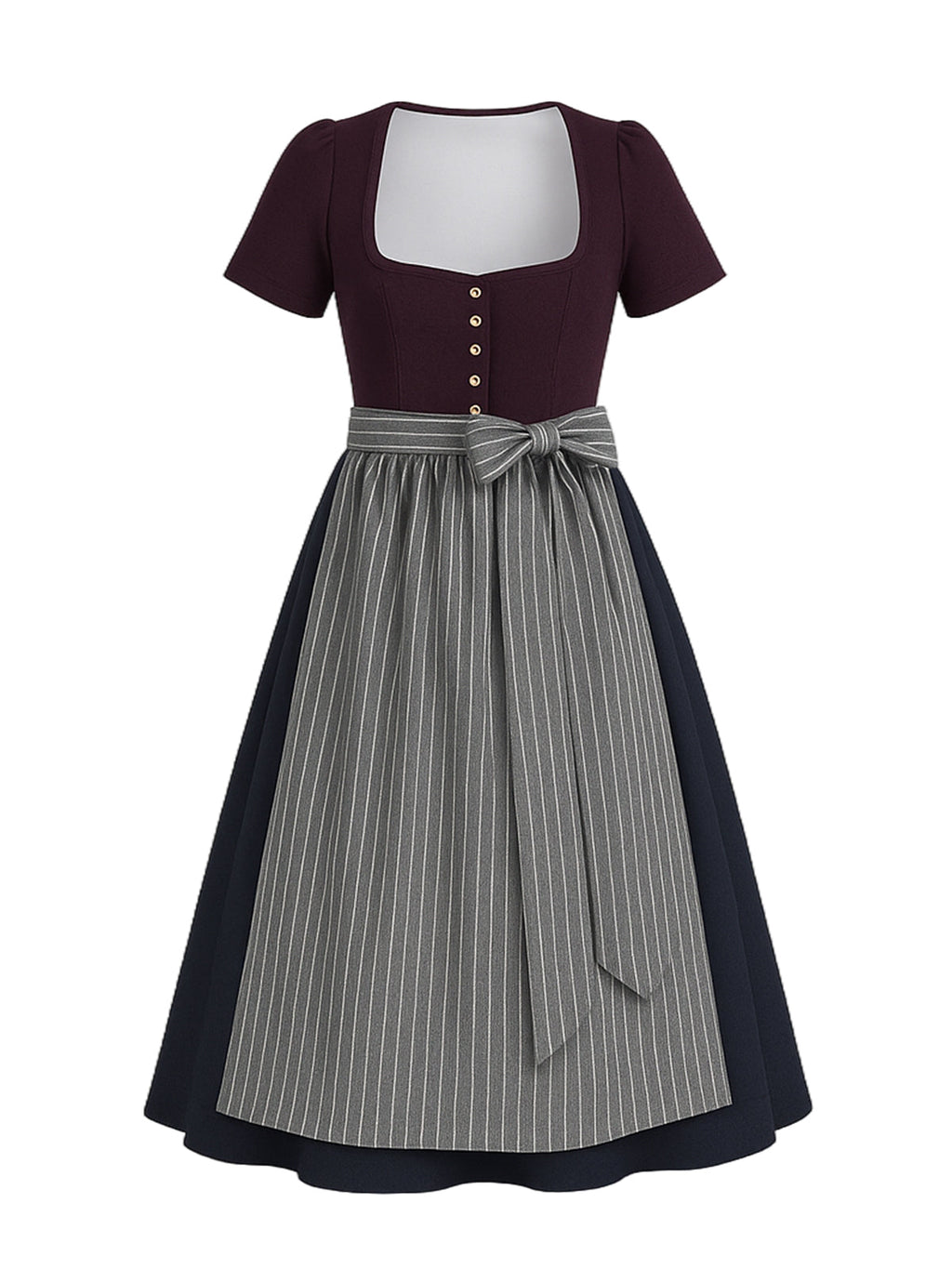 Braun Dirndl mit Gerader Ausschnitt - LAURA