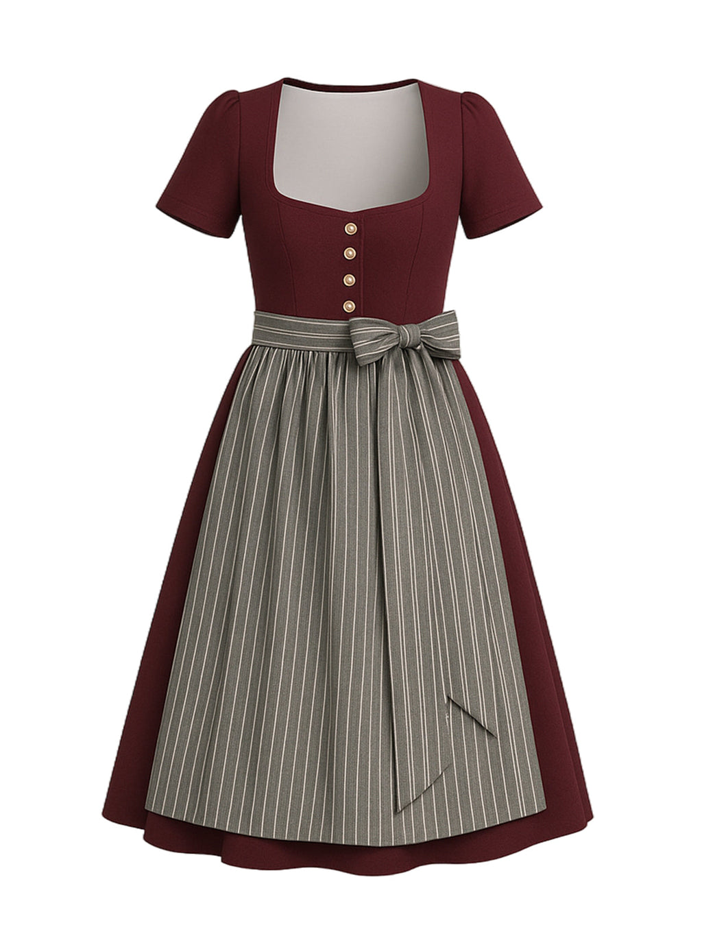 Rot Dirndl mit Gerader Ausschnitt - FRIEDA