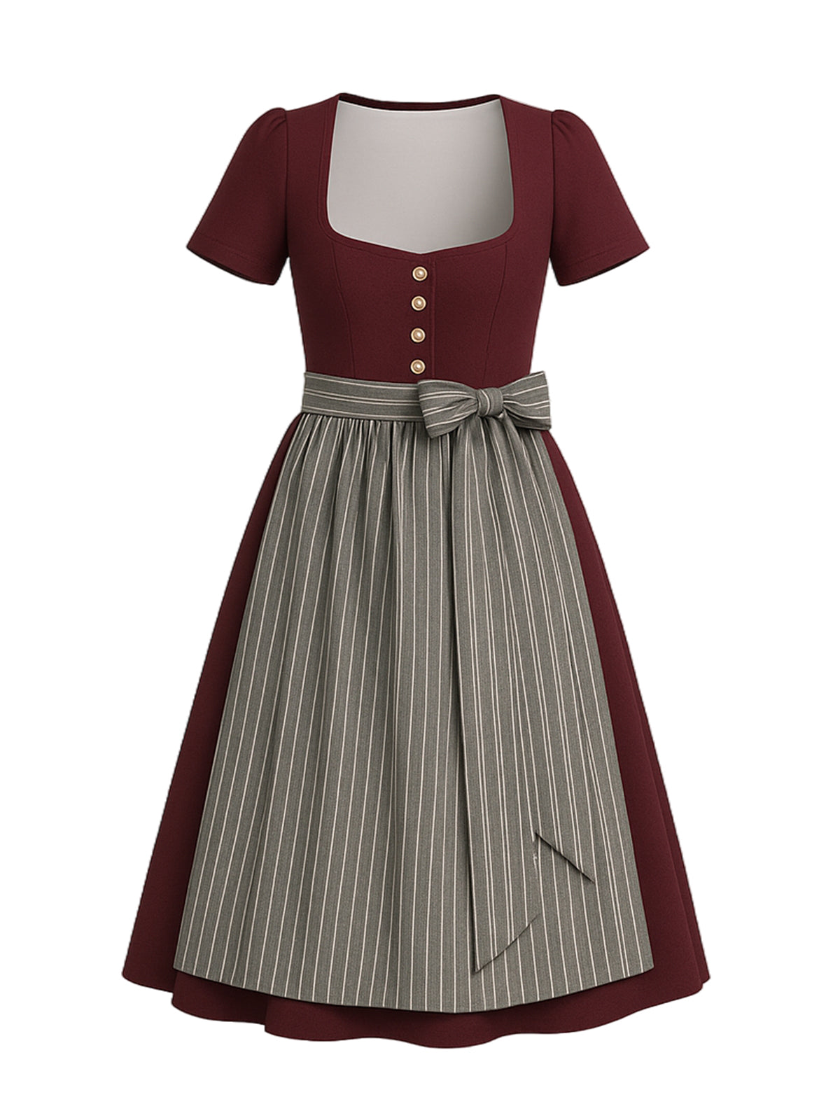 Rot Dirndl mit Gerader Ausschnitt - FRIEDA