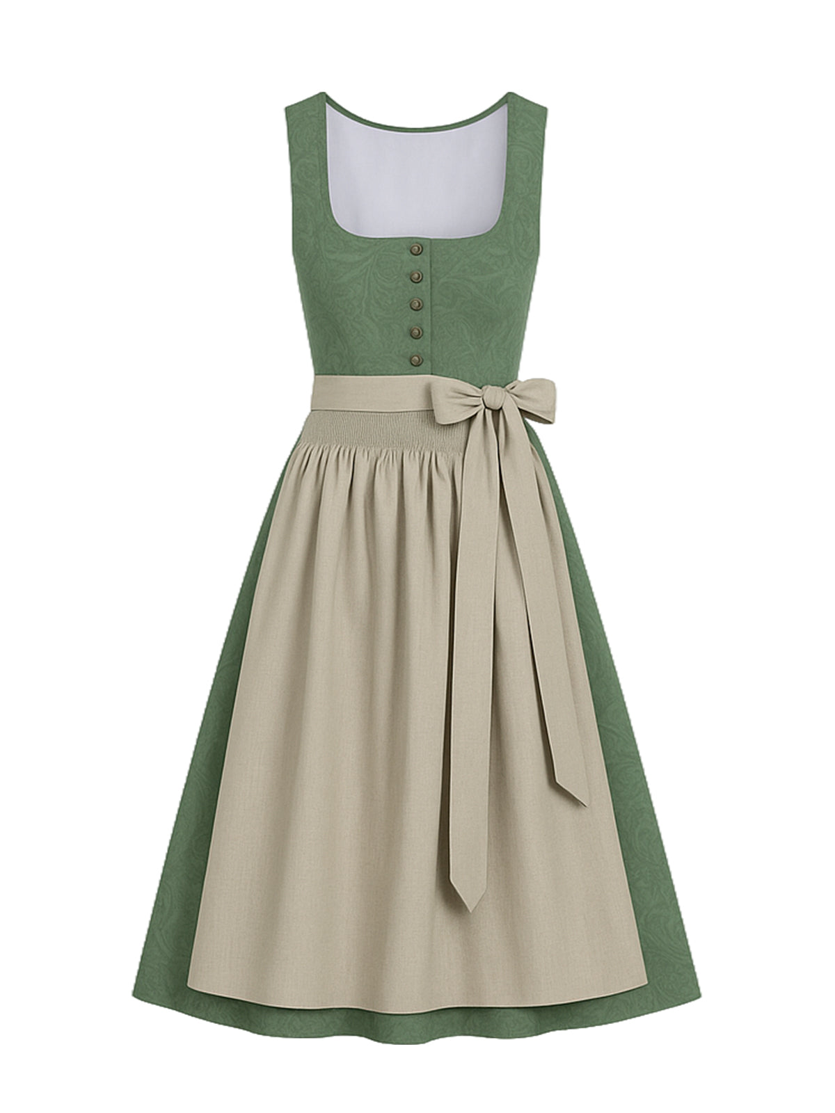 Grün Dirndl mit Gerader Ausschnitt - MARLENE