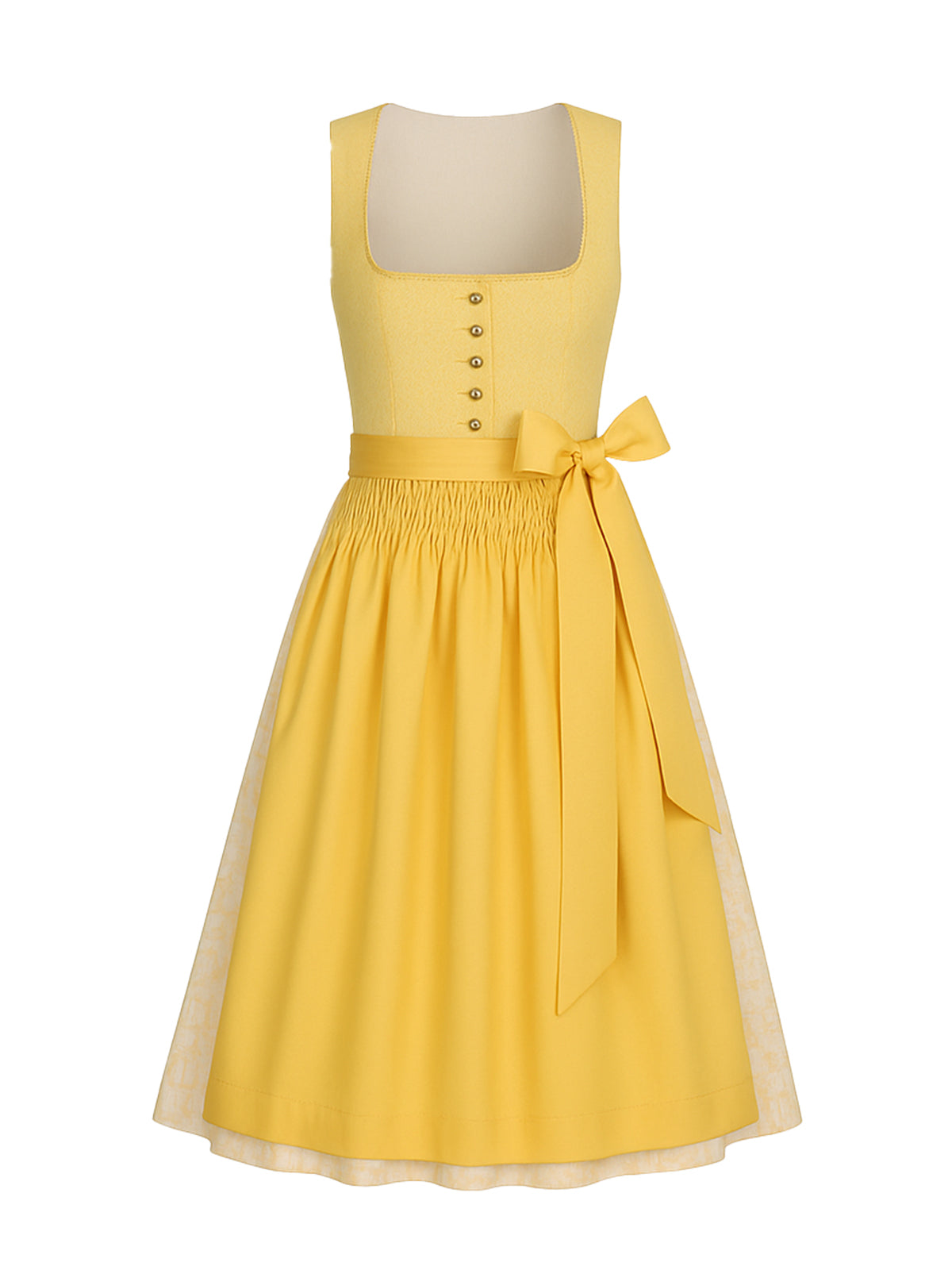 Gelb Dirndl mit Gerader Ausschnitt - CAROLIN