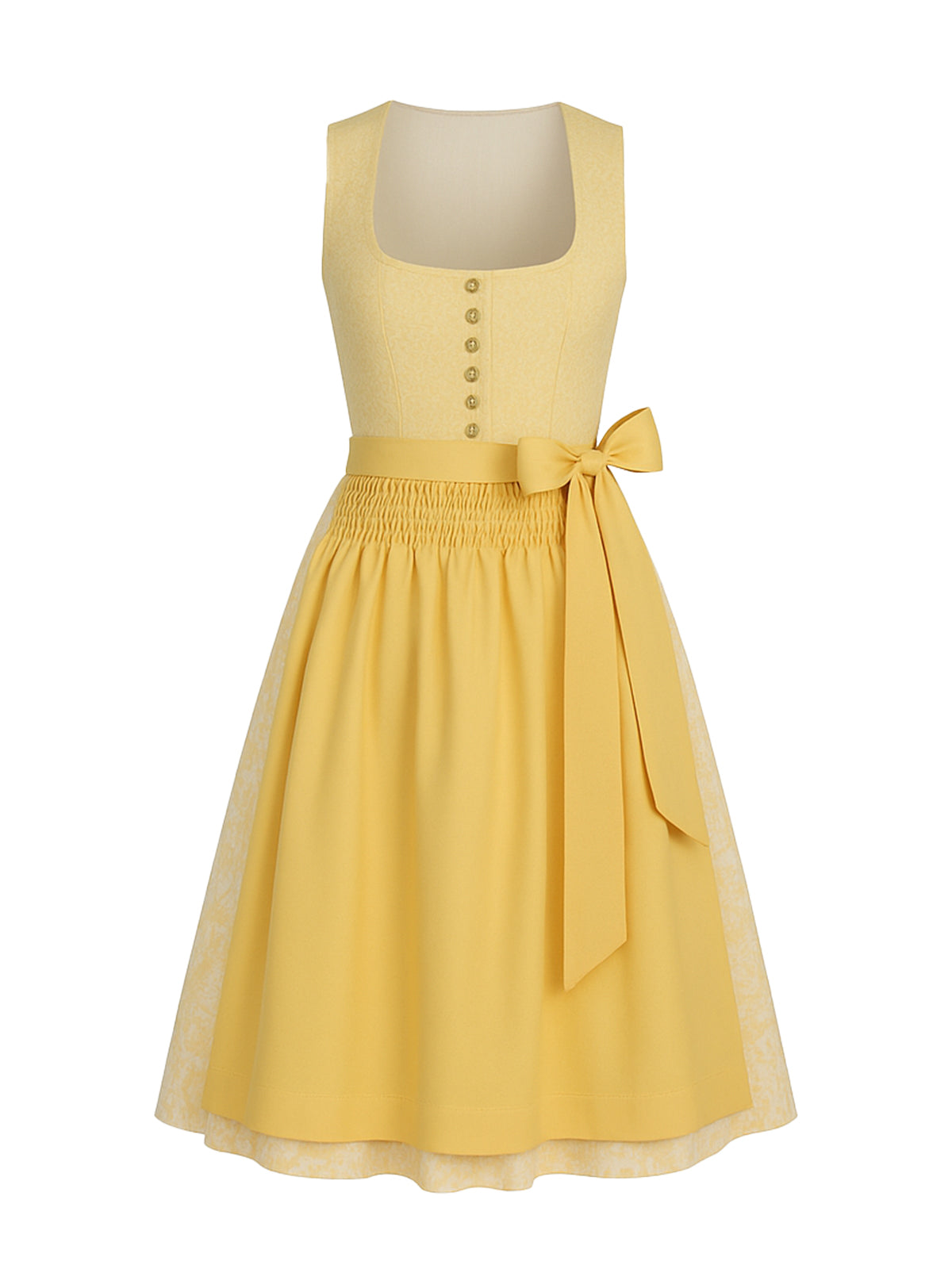 Gelb Dirndl mit Gerader Ausschnitt - LUISE