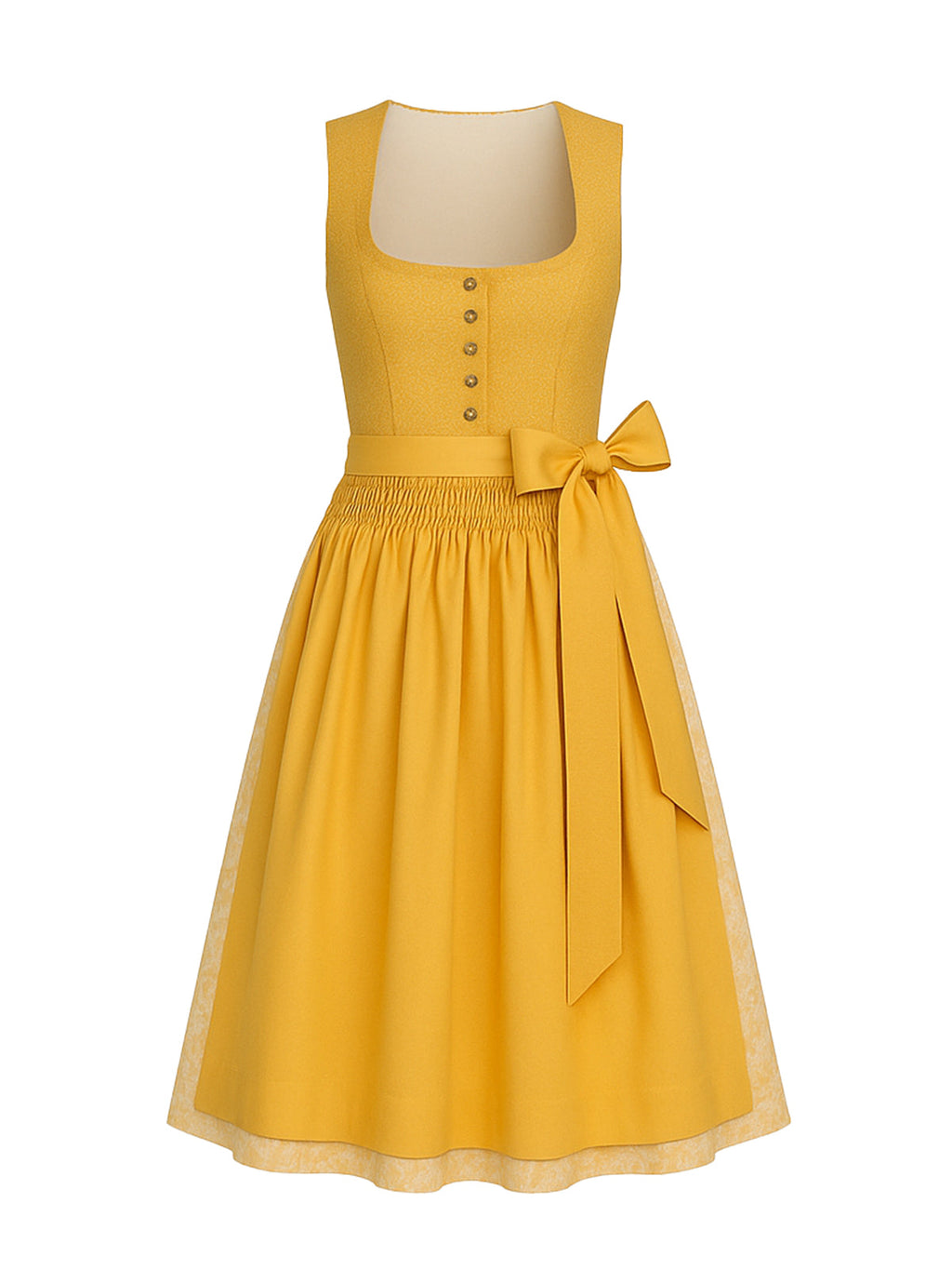 Gelb Dirndl mit Gerader Ausschnitt - HEIKE
