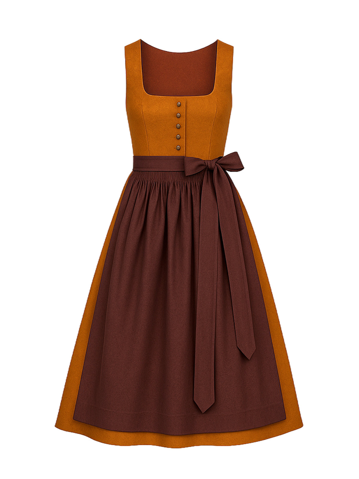 Orange Dirndl mit Gerader Ausschnitt - TINA