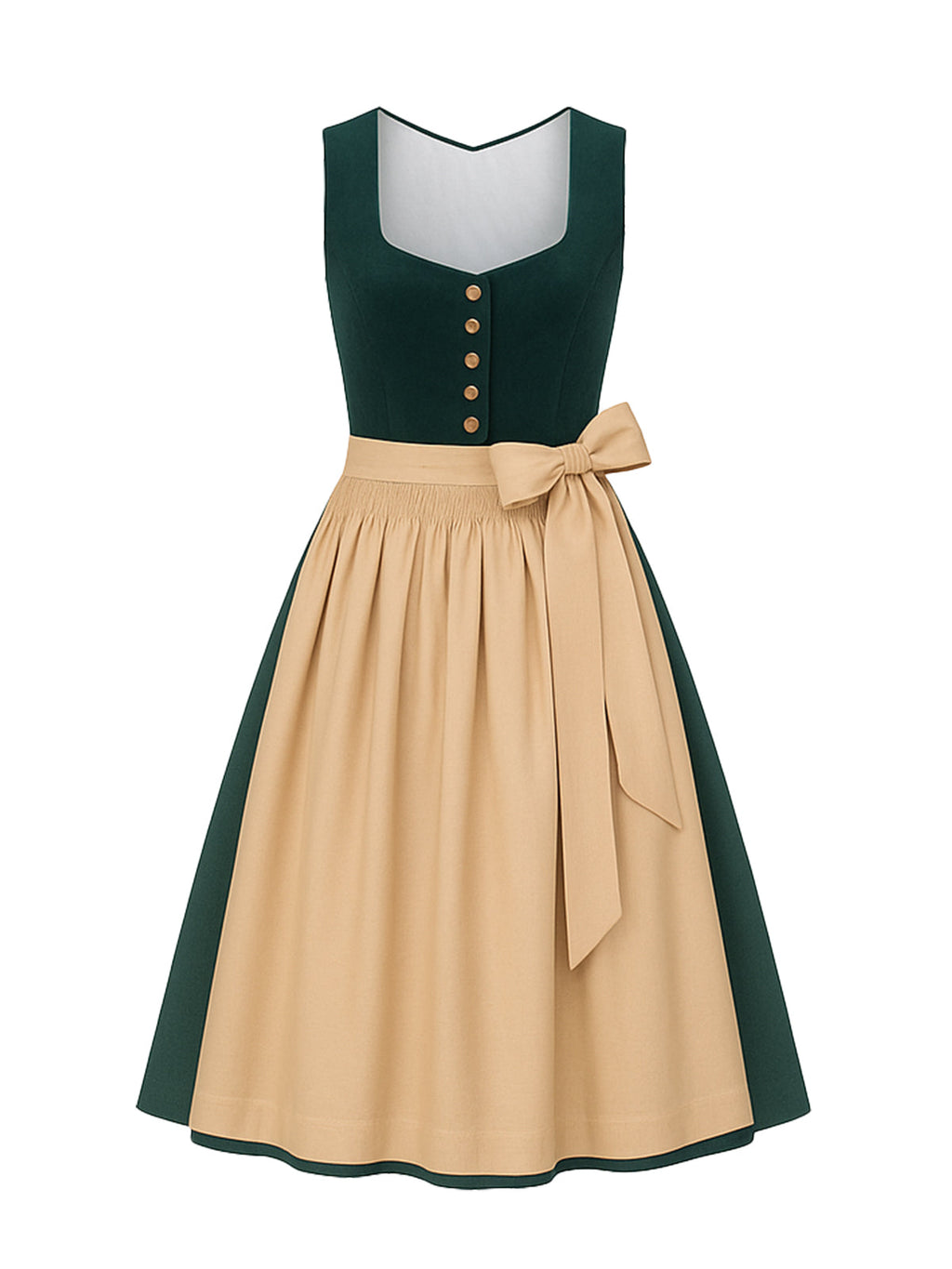 Grün Dirndl mit Gerader Ausschnitt - STEFANIE