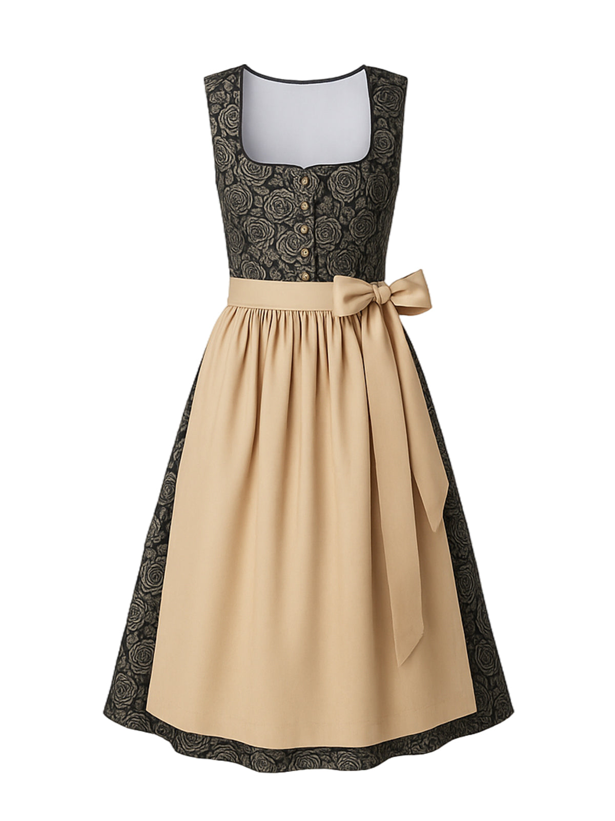 Schwarz Dirndl mit Gerader Ausschnitt - JASMIN