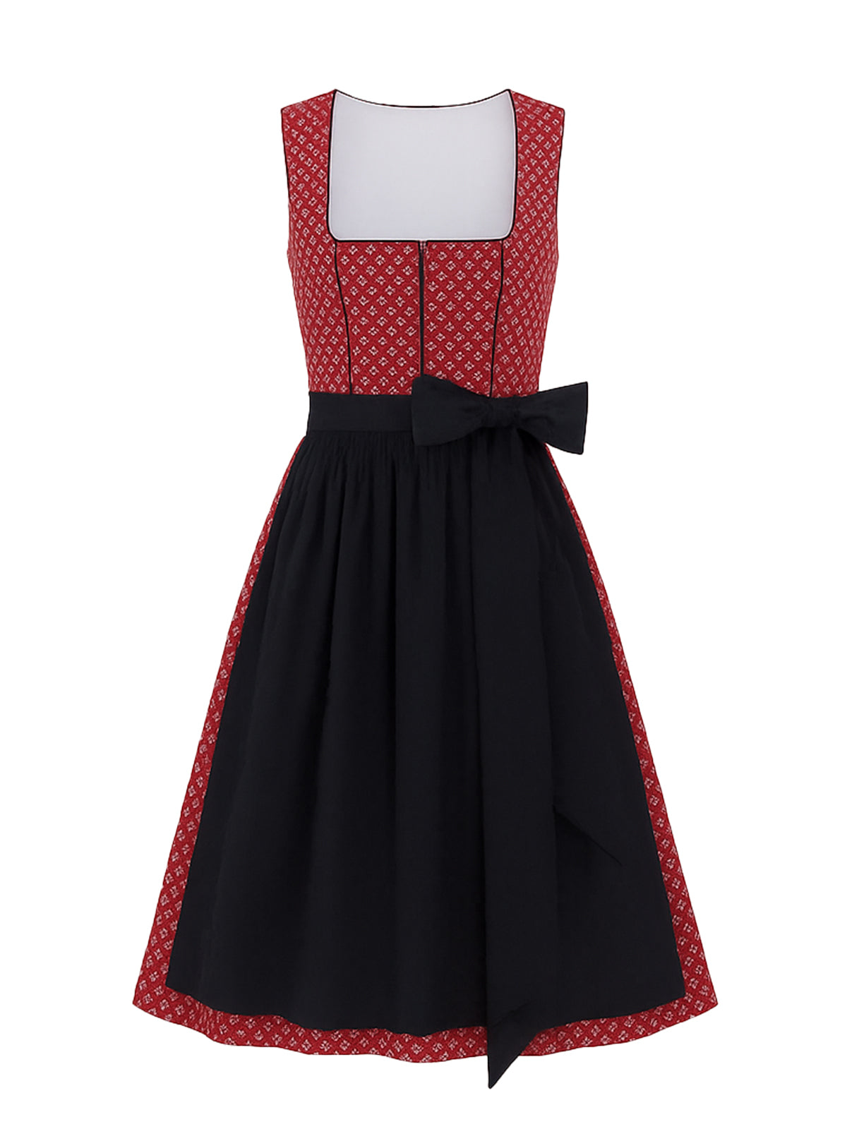 Rot Dirndl mit Gerader Ausschnitt - THERESE