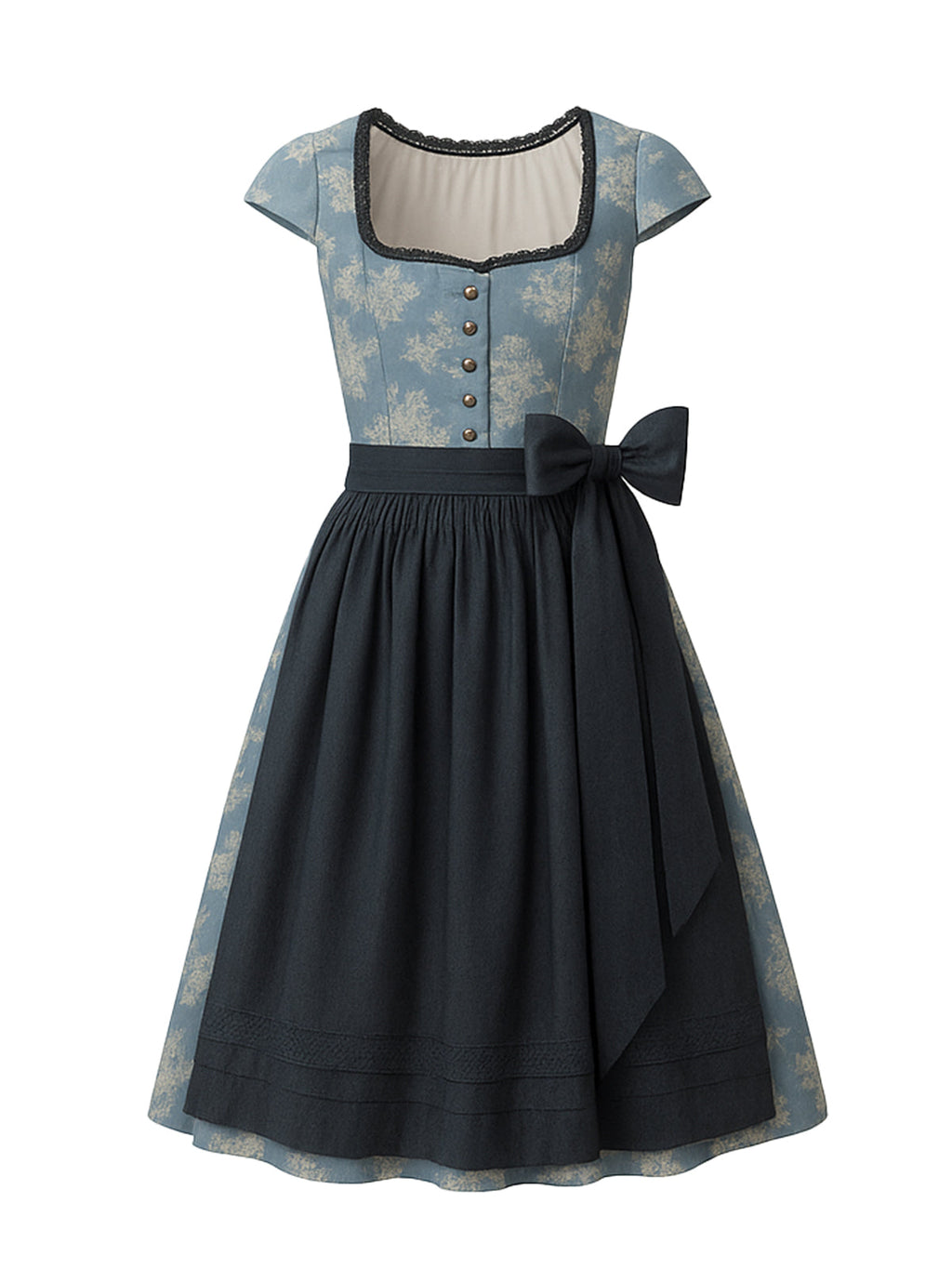 Blau Dirndl mit Gerader Ausschnitt - BÄRBEL