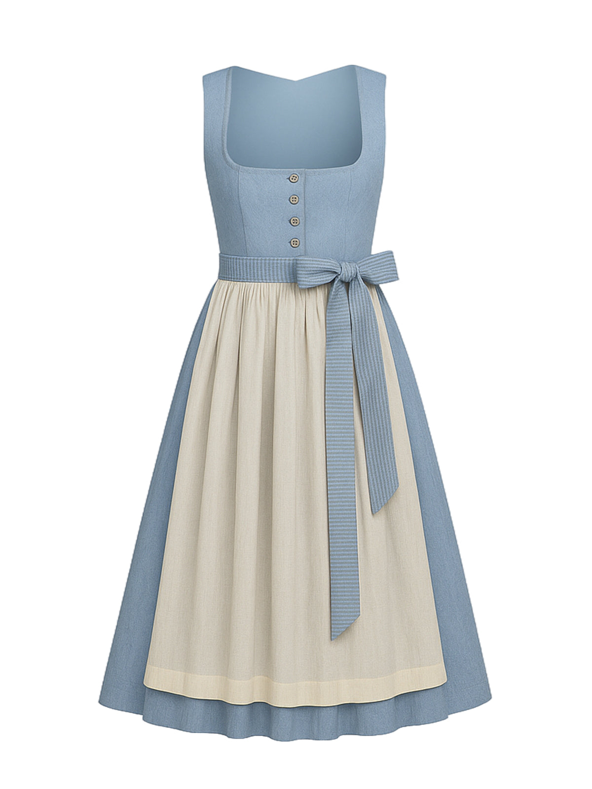 Blau Dirndl mit Gerader Ausschnitt - TABEA