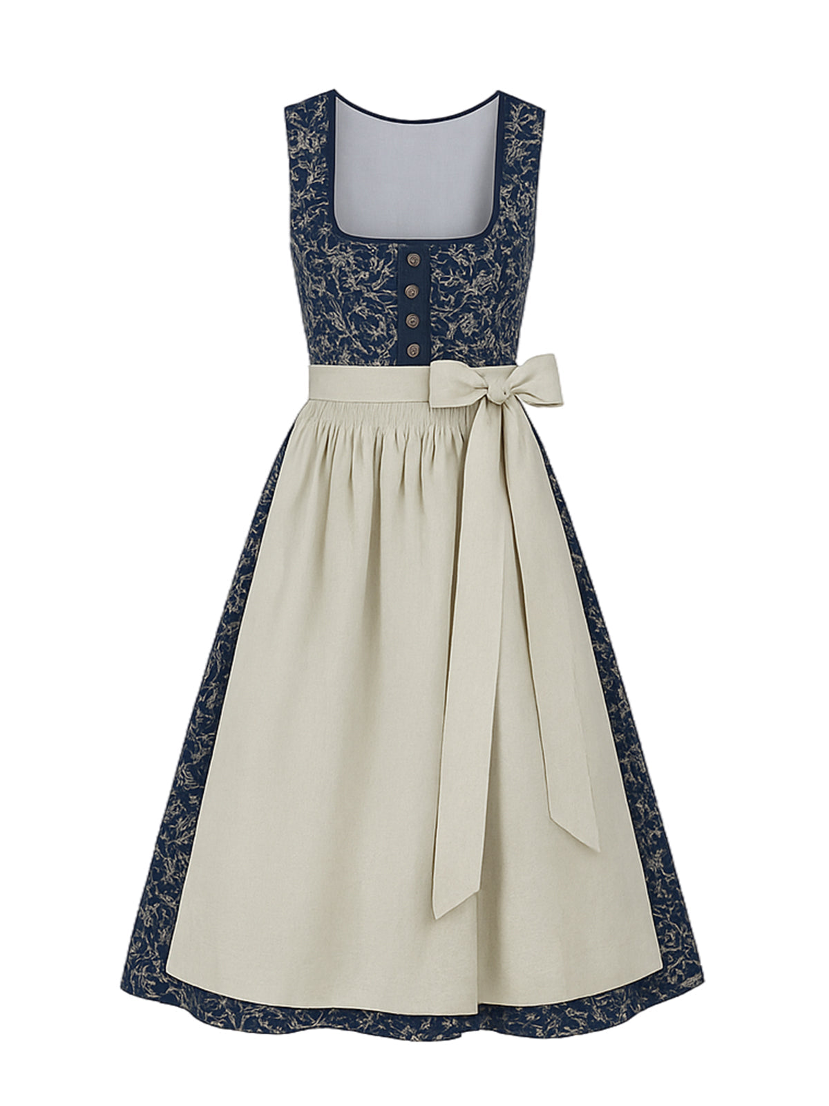 Blau Dirndl mit Gerader Ausschnitt - KERSTIN