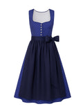 Blau Dirndl mit Gerader Ausschnitt - JANA