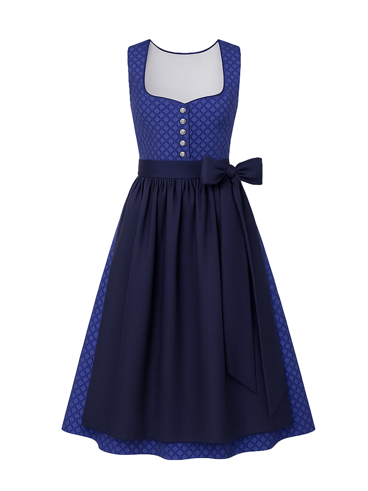 Blau Dirndl mit Gerader Ausschnitt - JANA