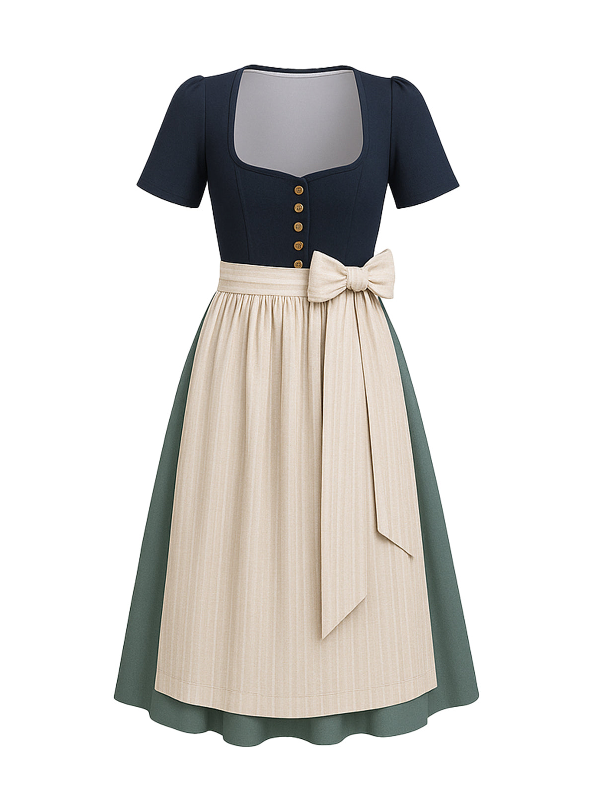 Blau Dirndl mit Gerader Ausschnitt - BETTINA