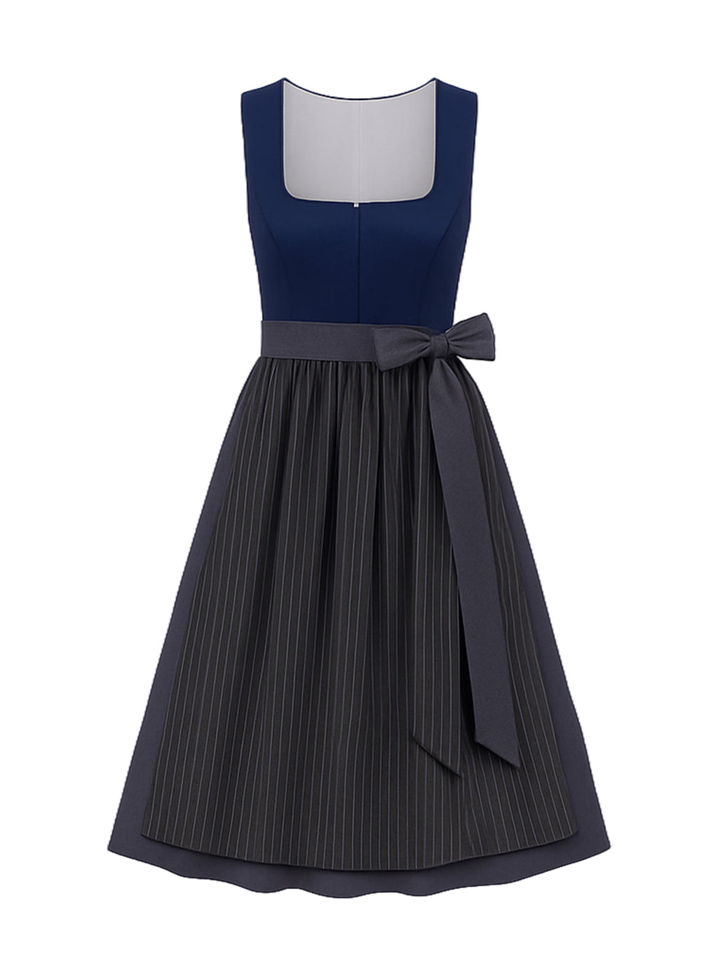 Blau Dirndl mit Gerader Ausschnitt - GERTRUD