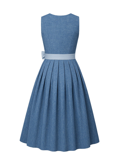 Blau Dirndl mit Gerader Ausschnitt - ANJA