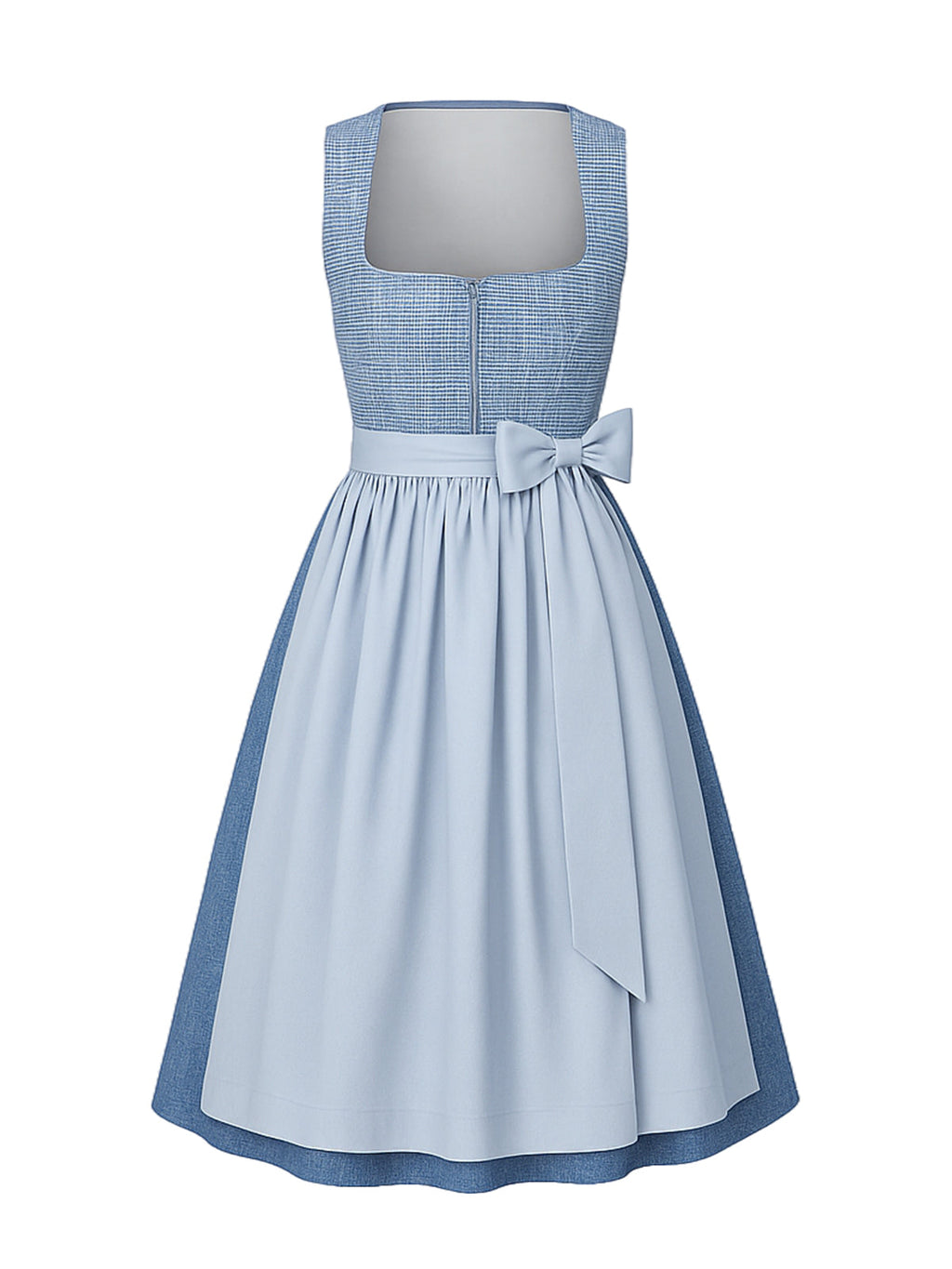 Blau Dirndl mit Gerader Ausschnitt - JANINA