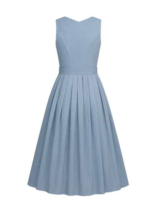 Blau Dirndl mit Gerader Ausschnitt - ALINA