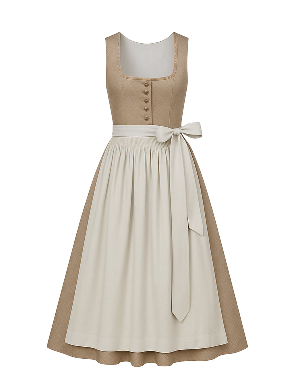 Braun Dirndl mit Gerader Ausschnitt - JOSEPHINE