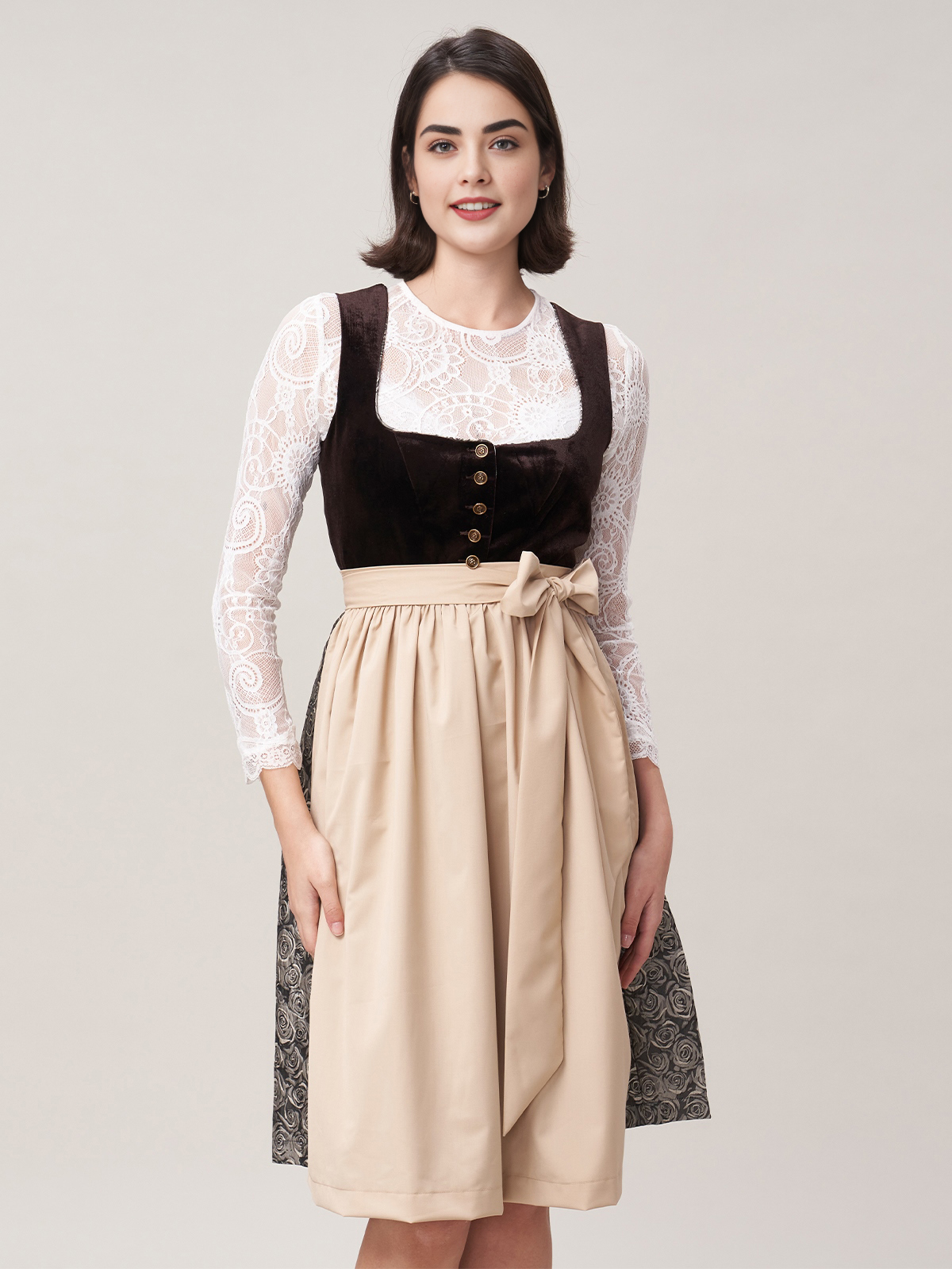 Modernes Dirndl in beige mit femininem Schnitt