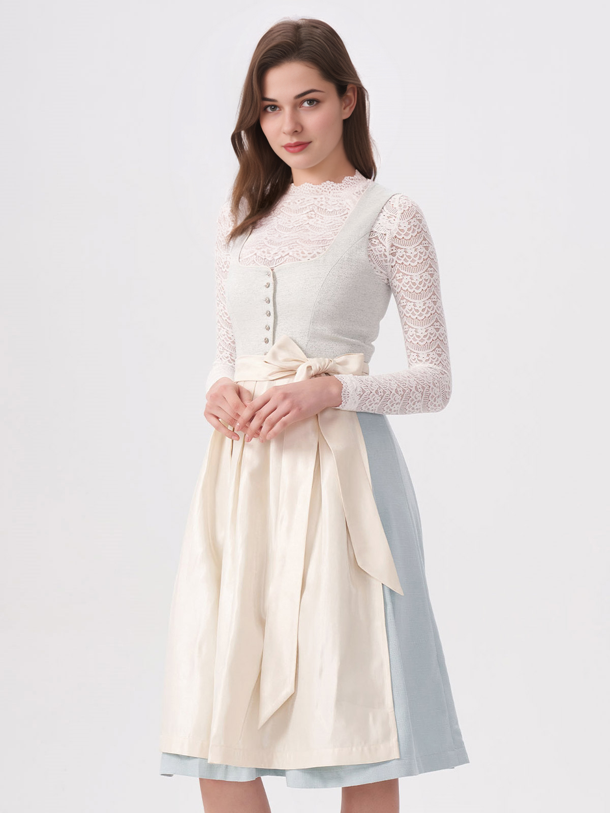 Elegantes blaues Dirndl mit traditionellen Elementen