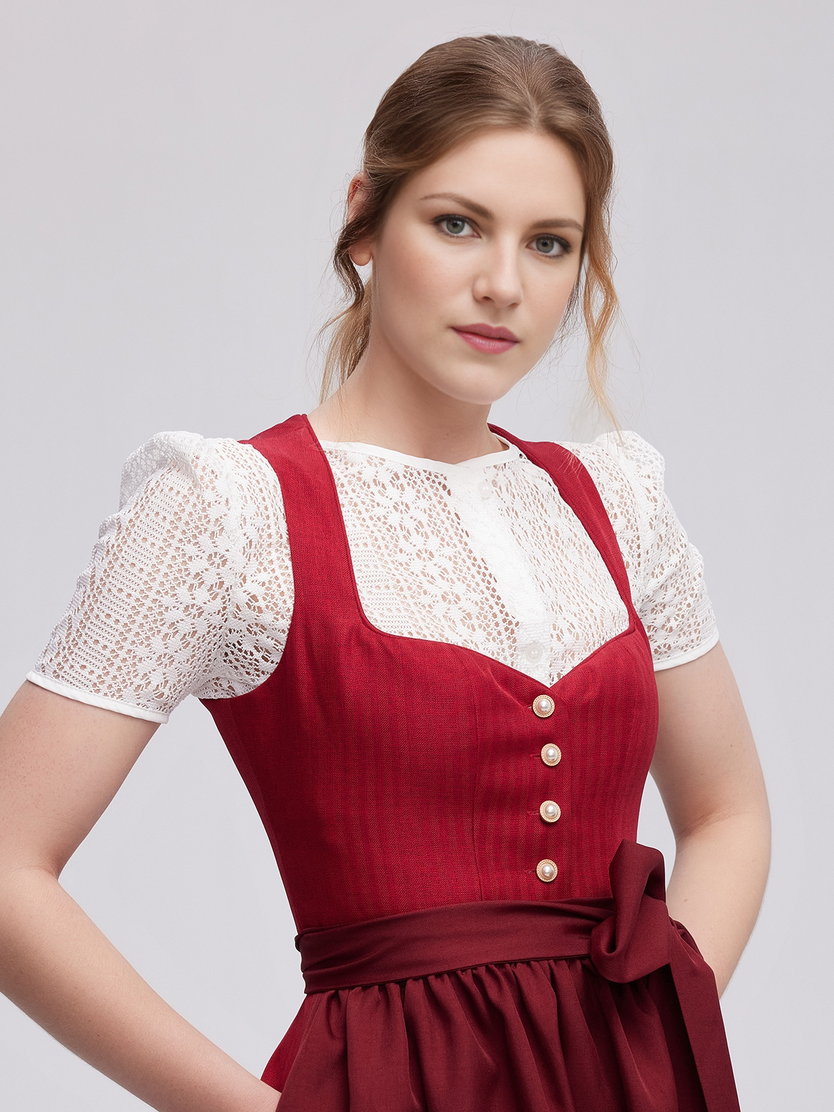 Dirndlbluse Langarm in Rot