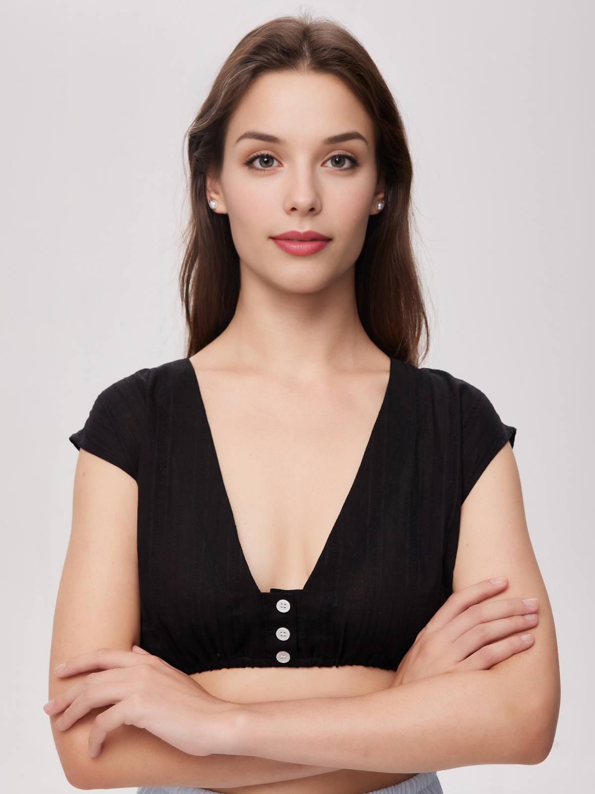 Dirndlbluse mit Lochausschnitt in Schwarz