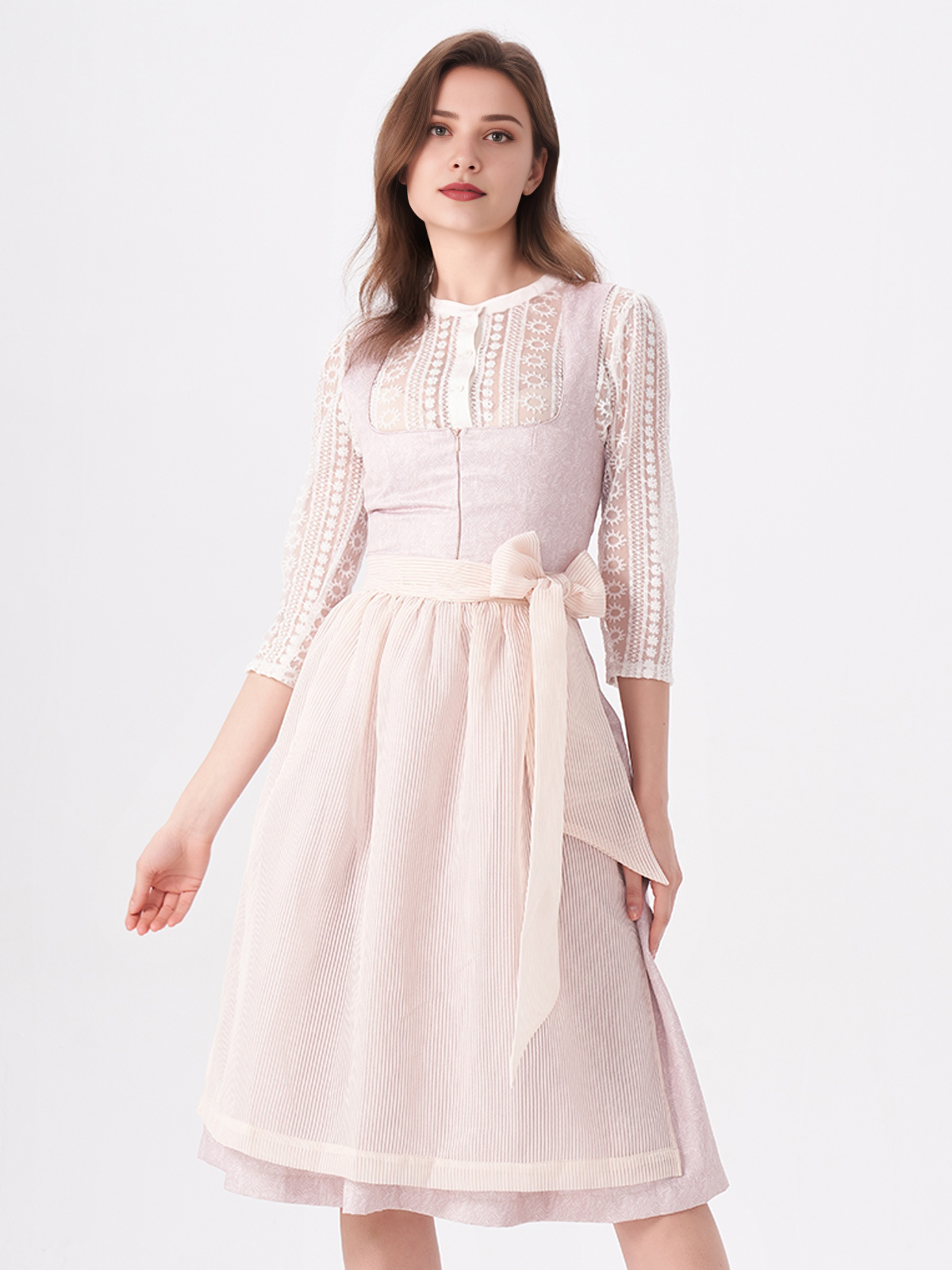 Dirndl mit geradem Ausschnitt in Rosa