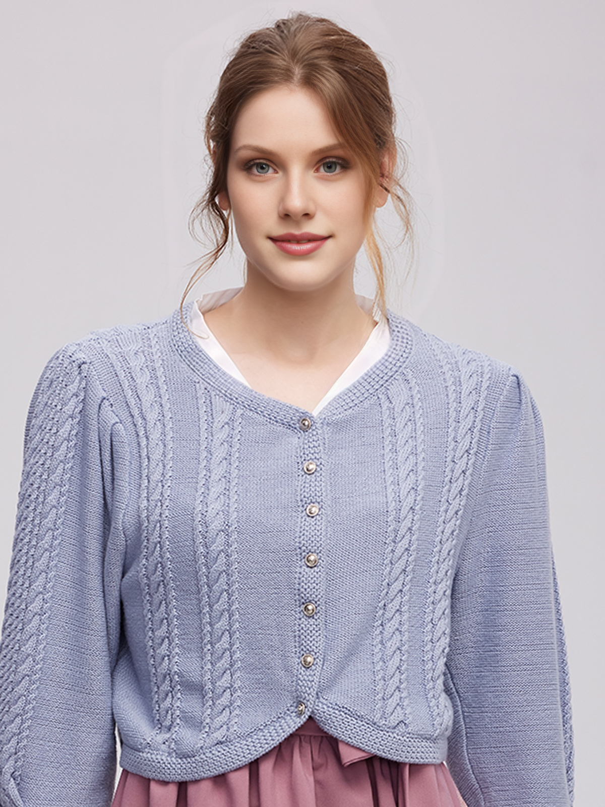 Dirndl Bluse Langarm in Blau